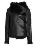 Michelle Mason Black Shearling Jacket Black 8