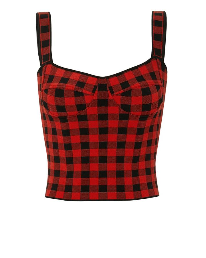 Torn Ronny Kobo Jadie Gingham Crop Top Multi P