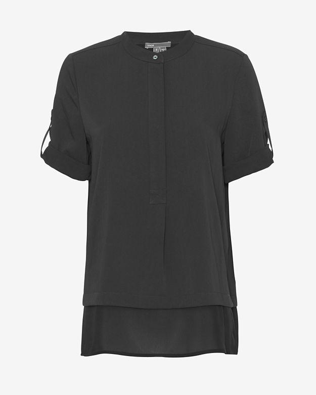 Vince Chiffon Layered Hem Blouse