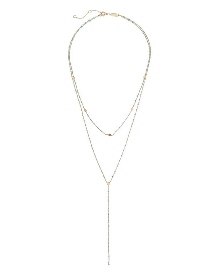 Argento Vivo Beaded Lariat Layering Necklace Blue-lt 1size