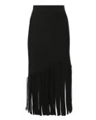 Cushnie Et Ochs Fringed Hem Midi Skirt Blk/wht M