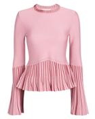 Jonathan Simkhai Pleated Trims Lurex Knit Top Pink S