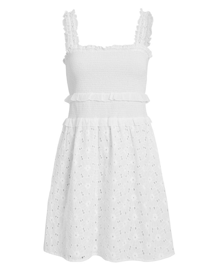 Kisuii Lara Smocked Mini Dress White S