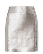 Veda Silver Leather Mini Skirt