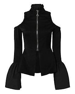 Ellery Ayumi Cold Shoulder Zip Front Top