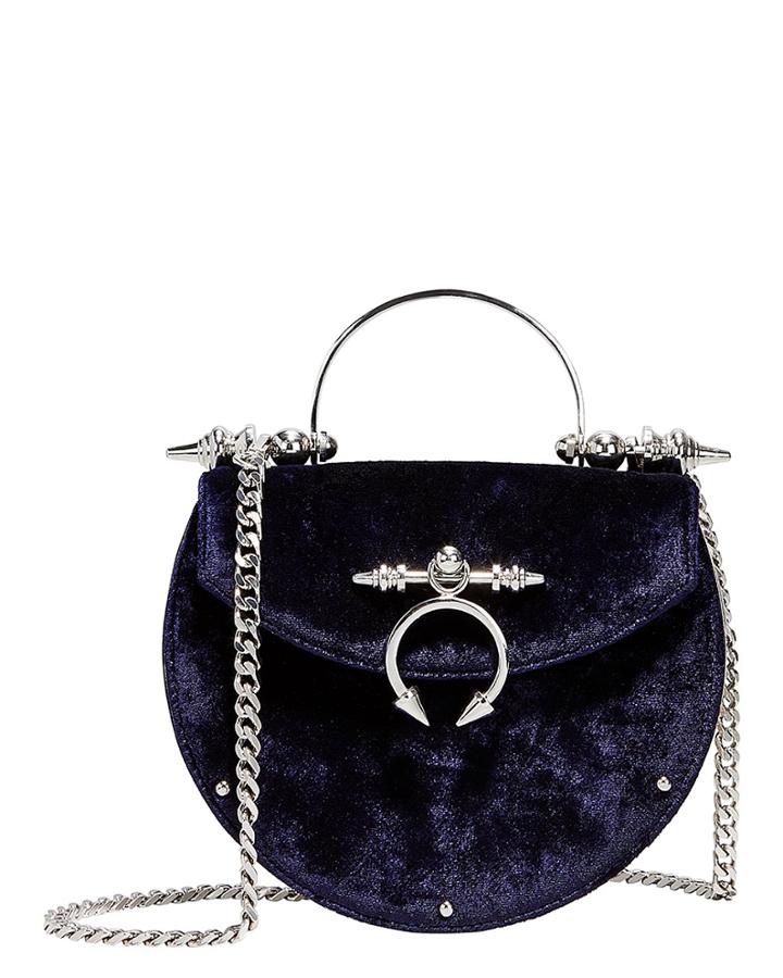 Okhtein Saddle Velvet Crossbody Bag Navy 1size