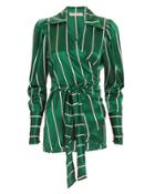 Maggie Marilyn Wrap It Up Jade Stripe Silk Top Green 6