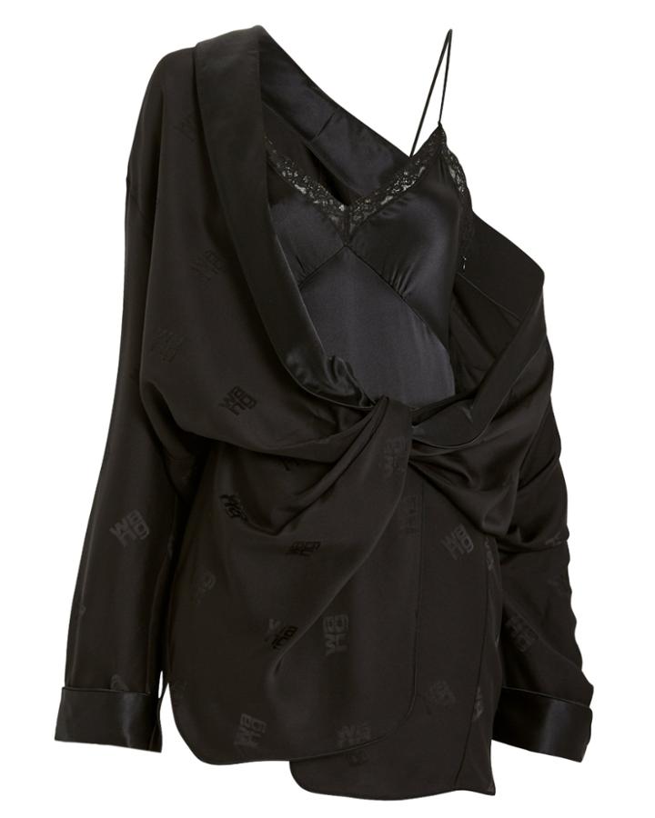 Alexander Wang Silk Jacquard Shirt Dress Black 6