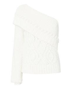 Exclusive For Intermix Dahlia One Shoulder Ivory Sweater