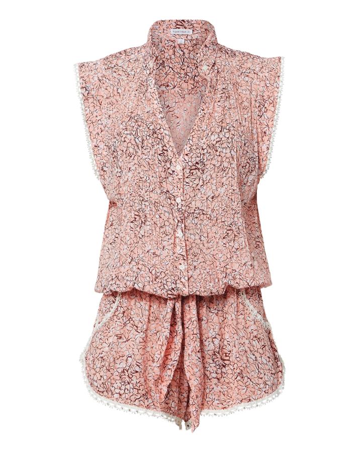 Poupette St Barths Poupette St Barth Elodie Short Pink Romper Pink P