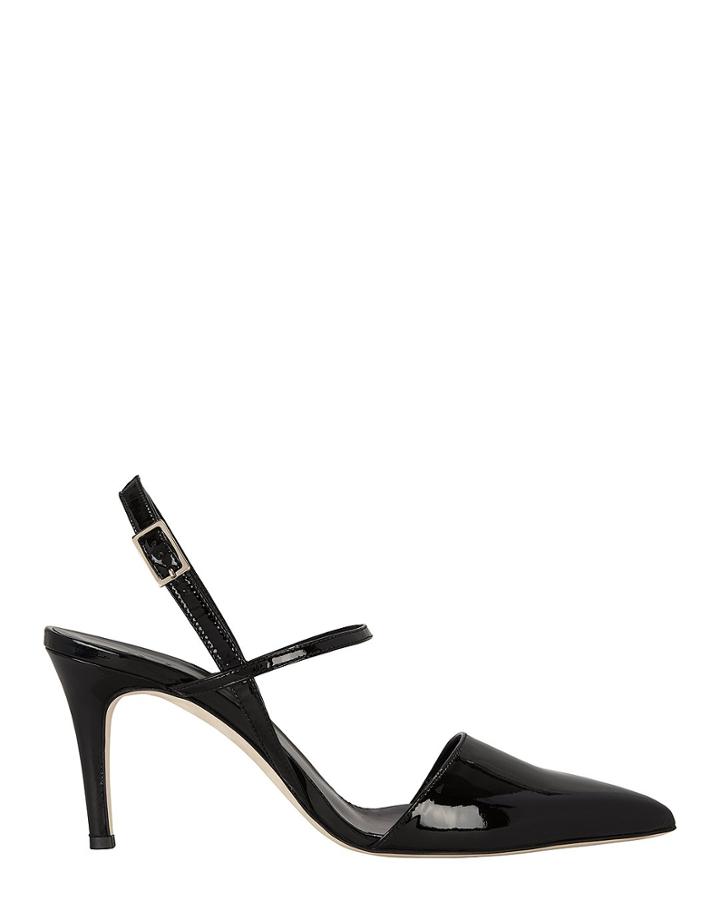 Tibi Eli Black Patent Leather Slingback Pumps Black 37