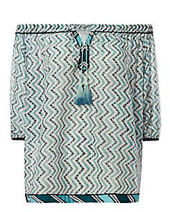 Talitha Zig Zag Print Off Shoulder Top