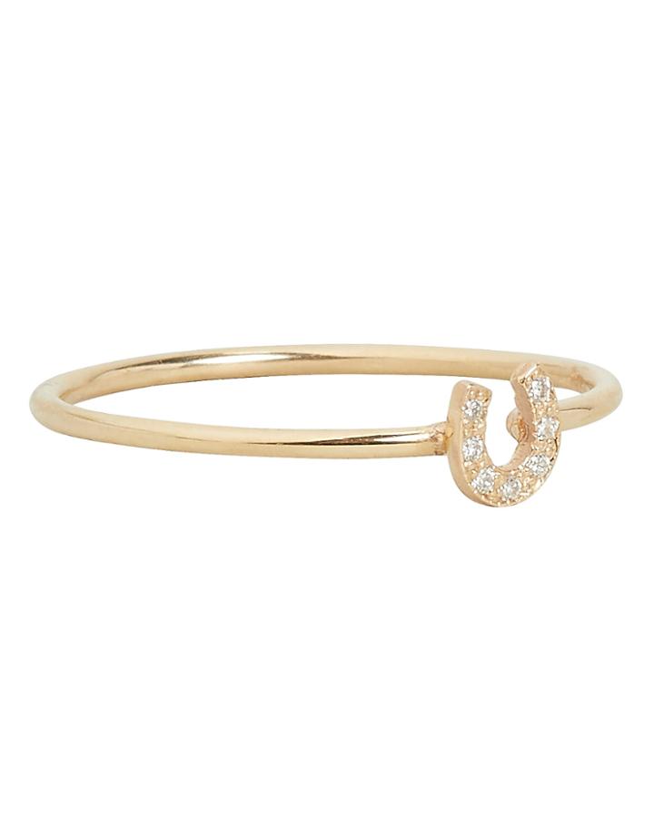 Zoe Chicco Itty Bitty Horseshoe Ring Gold 6.5