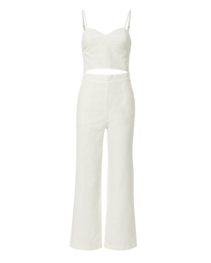 3x1 Denim 3x1 Peek A Boo White Denim Jumpsuit White P