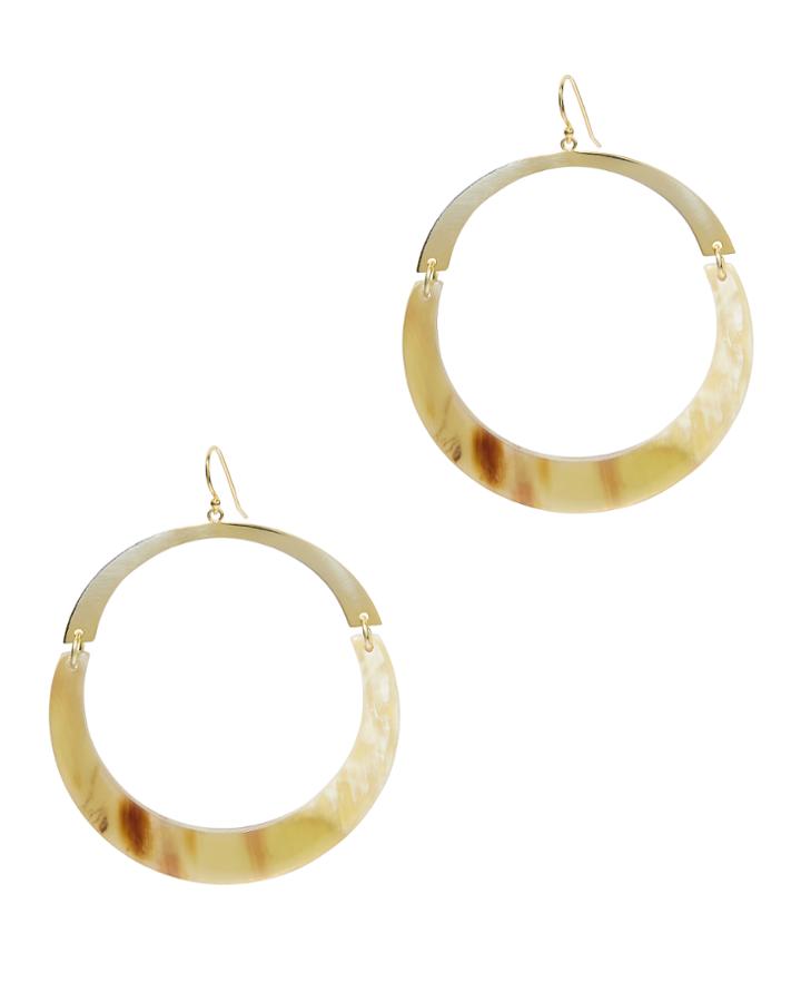 Argento Vivo Flat Gold Hoops Ivory 1size