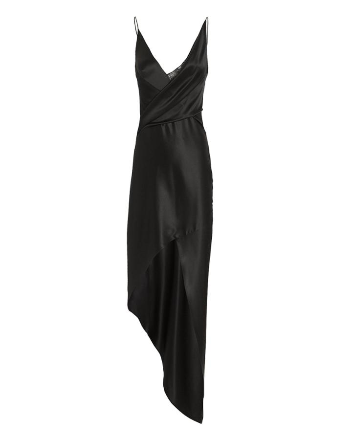 Cushnie Charm Wrap Around Midi Dress Black 8