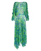 Preen By Thornton Bregazzi Karen Satin Devore Dress Green/blue S