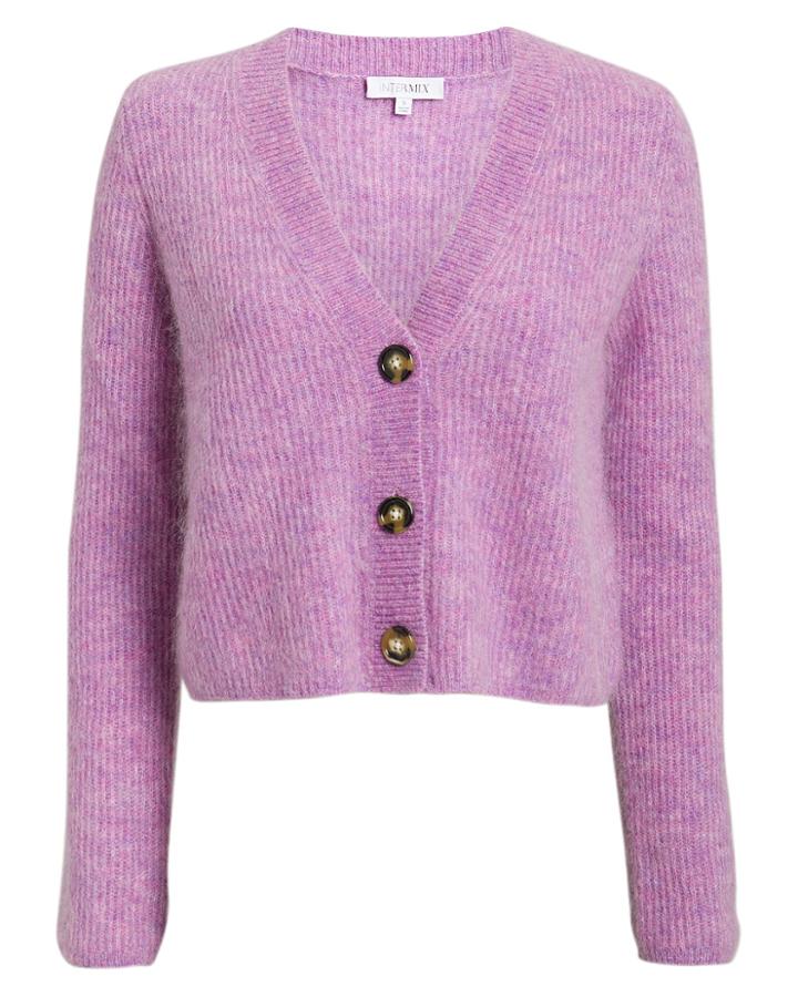 Exclusive For Intermix Intermix Priscilla Cropped Cardigan Purple S