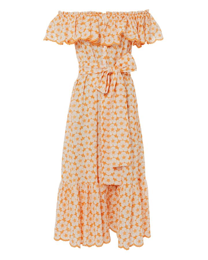 Lisa Marie Fernandez Mira Eyelet Dress Orange 1