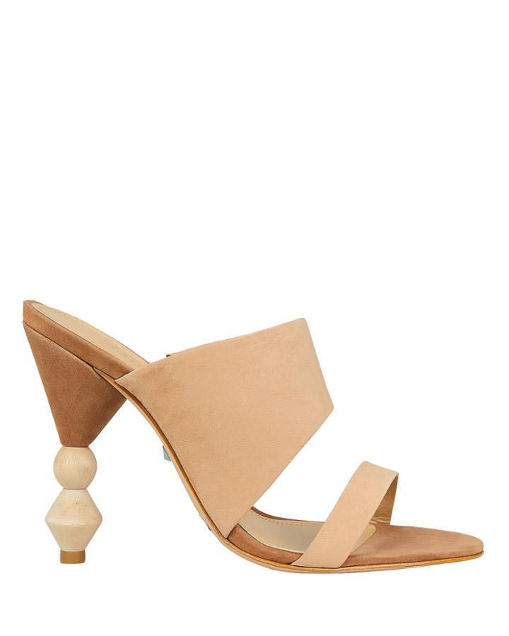 Schutz Tosca Wood Heel Slides Beige 8.5