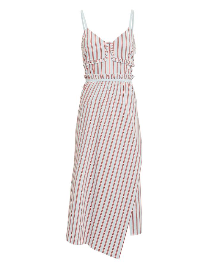 Derek Lam 10 Crosby Striped Ruffle Cami Dress Red/blue 2