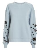 Mcq By Alexander Mcqueen Embellished Sleeve Sweatshirt Blue-lt M