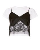 Michelle Mason Lace Camisole Layered Tee Black/white P