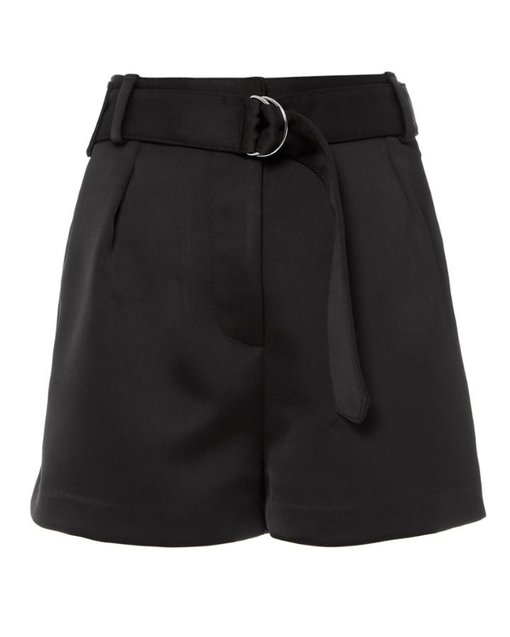 3.1 Phillip Lim Black Satin Origami Shorts Black Zero