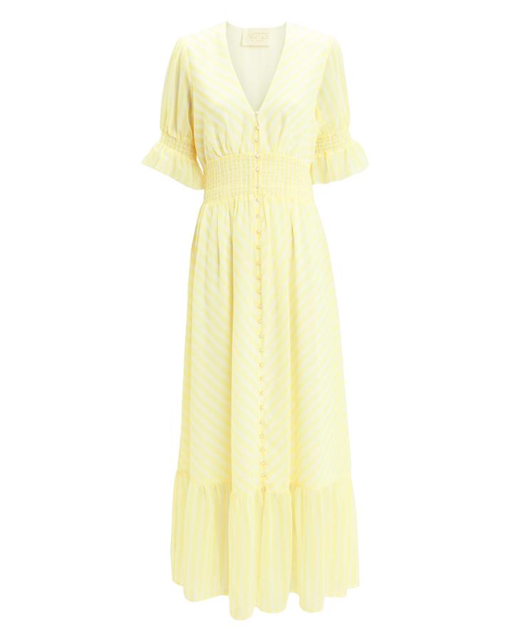 Notes Du Nord Kennedy Maxi Dress Yellow/white 40