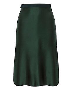 Nili Lotan Lillie Pine Green Satin Slip Skirt