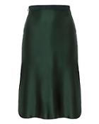 Nili Lotan Lillie Pine Green Satin Slip Skirt
