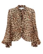 Caroline Constas Bette Chiffon Leopard Blouse Leopard S