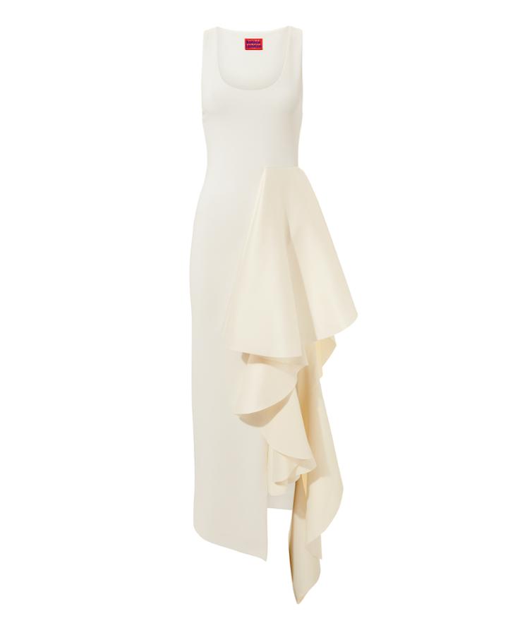 Solace London Naya Ruffle Dress Ivory Zero
