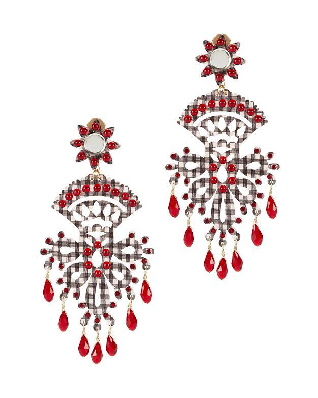 Mercedes Salazar Fiesta Gingham Beaded Earrings