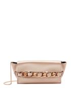 Elena Ghisellini Satin Rose Gold Chain Clutch Bag