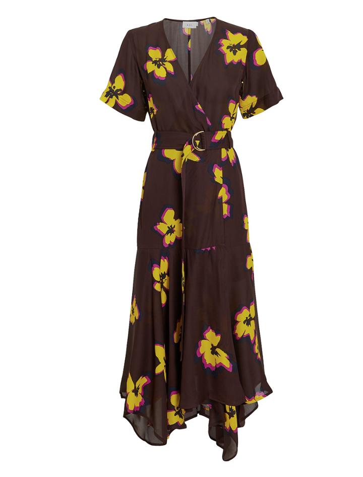 A.l.c. Claire Floral Midi Dress Chocolate/yellow Floral 4