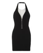 Alexander Wang Zip Detail Halter Mini Dress Black Zero