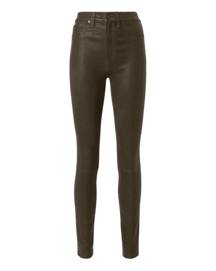 Rag & Bone High-rise Skinny Olive Leather Pants