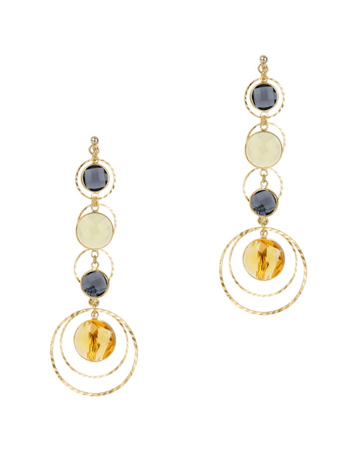 Haus Of Topper Hammered Stone Drop Layer Earrings Metallic 1size