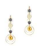 Haus Of Topper Hammered Stone Drop Layer Earrings Metallic 1size