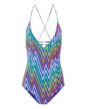 Emma Pake Antonia Electric Rainbow One Piece Swimsuit Stripe S