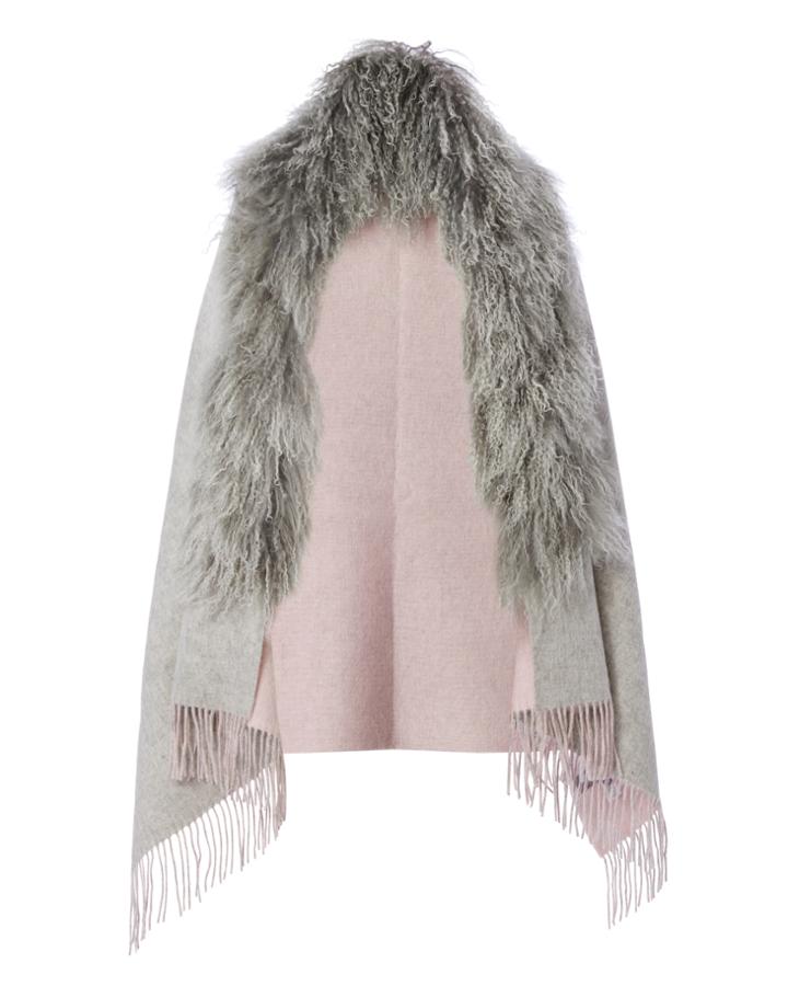 Pologeorgis Shearling Collar Reversible Shawl