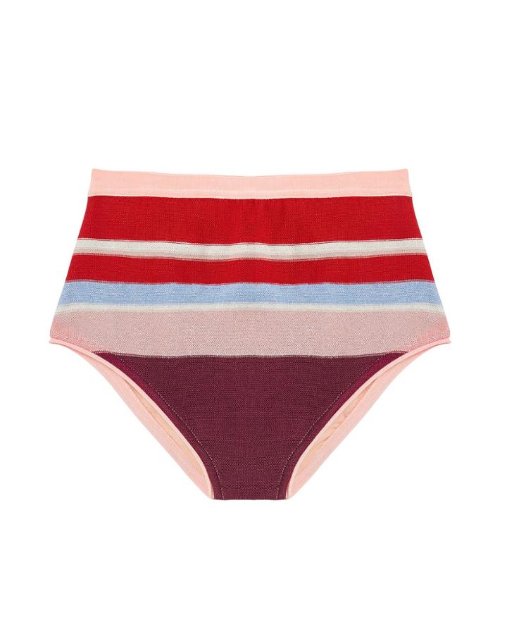 Suboo Midsummer Knit Bikini Bottoms Red/stripes S