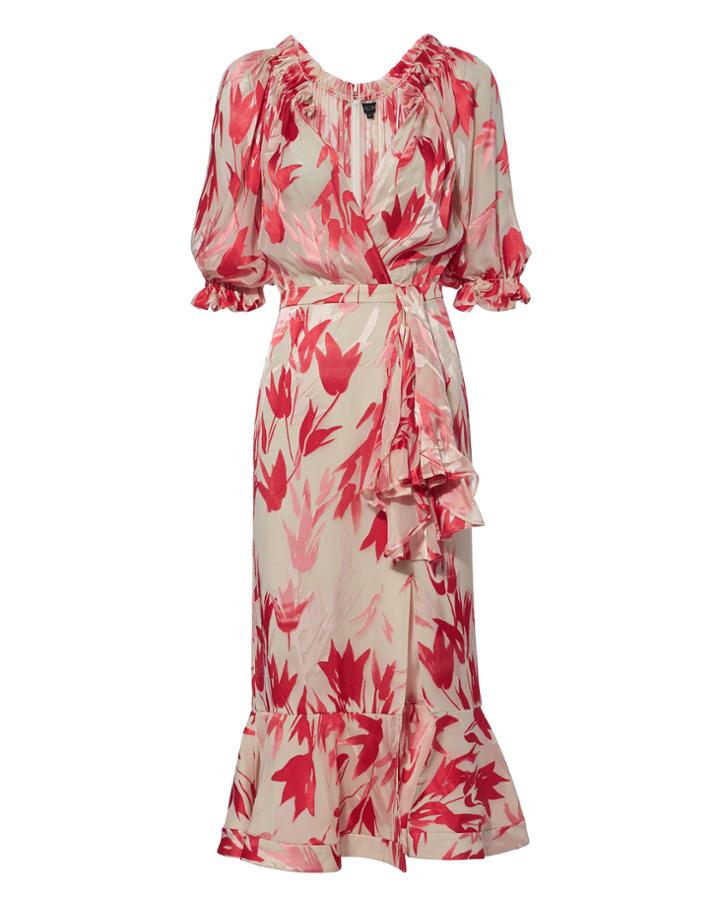Saloni London Saloni Olivia Floral Midi Dress Multi Zero