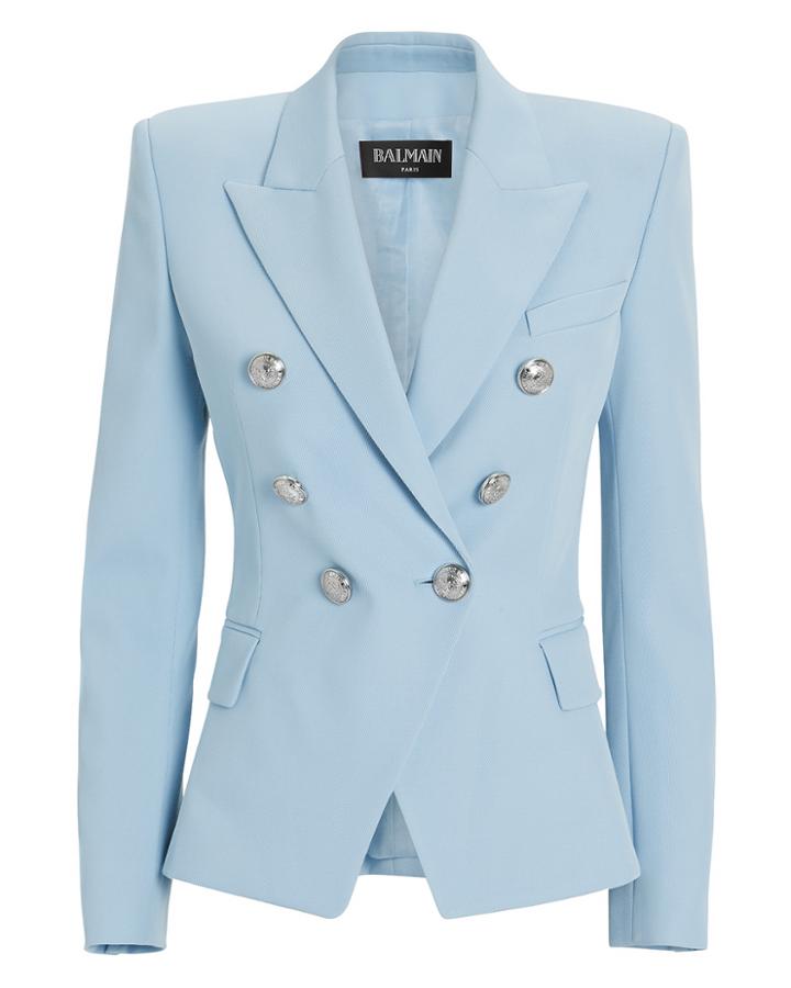 Balmain Blue Classic Double-breasted Blazer Light Blue 42