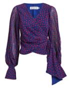 Self-portrait Printed Wrap Top Blue/red Zero