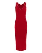 Thierry Mugler Mugler Metal Detail Red Knit Midi Dress Red P