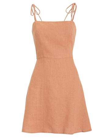 Honorine Poppy Linen Mini Dress Dusty Apricot S