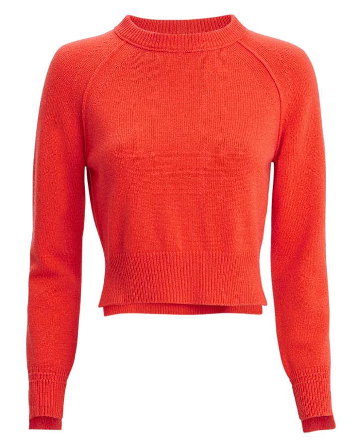 Helmut Lang Cropped Red Cashmere Sweater Red P