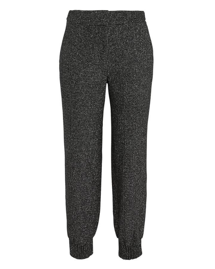 Veronica Beard Gretta Lurex Tweed Jogger Pants Black/silver 4